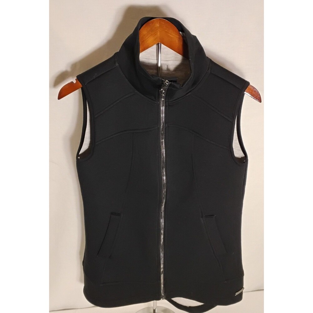 Betsey Johnson Performance Funnel Neck Scuba walker Vest Black Size S